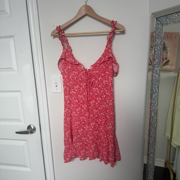 Zara Floral flirty Red Women's mini summer dress boho romantic M - Picture 4 of 7